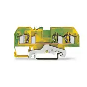 A● 10pcs WAGO 281-687 3-Conductor Ground Terminal Block 4mm2 Green-Yellow New