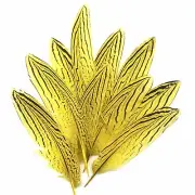 Under 6" Silver Pheasant Tail Feather x 10 pcs - Yellow
