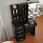 Vanity Desk Makeup Dressing Table LED Light Mirror 6 Drawers Stool Dresser Desk