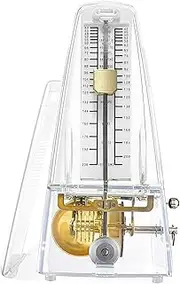 SiliPacks Mechanical Music Metronome Elegant Design Music Timer for Drums Piano Bass Violin Guitar Track Tempo and Beat Instrument (Transparent)