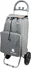 Foldable Shopping Trolley,Aluminium Frame Shopping Cart Luggage with Bags, Dolly Grocery Cart with Plastic Handle (Grey)