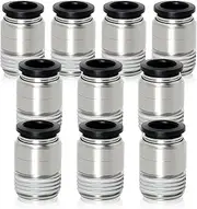 TAILONZ PNEUMATIC Round Straight Male Thread Male 8mm x 1/2" BSP Threaded Push Fit Fittings POC8-04 (Pack of 10)