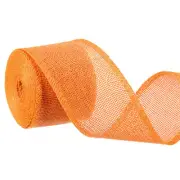 Burlap Wired Ribbons, 2.4inch x 5yards Natural Burlap Weave Ribbon, Orange