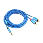 Nylon 3.5mm to 2RCA Cable Y Splitter Adapter Cord AUX Wire for Speaker
