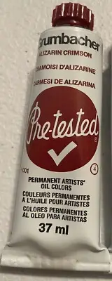Vintage Grumbacher Pre-Tested Artists Oil Color , Alizarin Crimson 37 ml