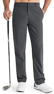 [Libin] Mens Golf Pants Stretch Work Dress Pants 30"/32" Quick Dry Lightweight Casual Comfy Trousers with Pockets