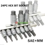 20PC 1/2" & 3/8 "Drive SAE & Metric Hex Bit Socket Set w/Socket Holder Rack