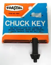 RARE Vintage Coastal Chuck Key No.4642 R/S 13 3/4" x 1-5/8" Made in USA NOS