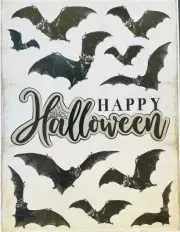 1 sheet Spooky Happy Halloween Bat Static Window Clings Party Decor