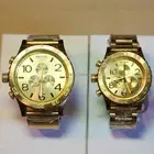 NEW NIXON 51-30 + 42-20 HIS & HERS Watch Set CHRONO GOLD A083502 GIFT SALE! NICE