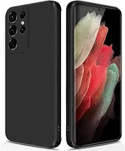 [GiiYoon] Case Compatible with Samsung Galaxy S21 Ultra, High-Quality Liquid Silicone Case, All-Round Protection Mobile Phone Case, Scratch-Resistant, Soft Microfibre Lining, Black