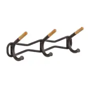 Safco's Steel Black 3 Hook Family Coat Wall Rack With Wooden Tips
