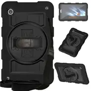 Case For Samsung Galaxy Tab A9, Pc+tpu Rotary Hand Band Kickstand Cover With Shoulder Strap