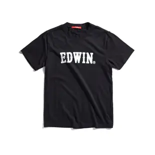 EDWIN 人氣復刻 雷射光LOGO短袖T恤-男-黑色