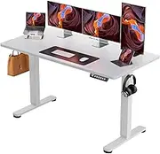 ErGear Electric Standing Desk, 140 x 70 cm Standing Desk, Height Adjustable Desk with 3 Memory Height Settings, Sit Stand Desk with 2 Hanging Hooks & Cable Management (White)- EGESD6W