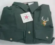 Rombro Embroidered Chamois Shirt Dark Green With Deer Emblem Large