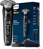 [Philips] Razor i9000 Electric Wet and Dry Shaver for Men with Integrated Trimmer, Black, Charging Station and Travel Case (Model X9000/10)