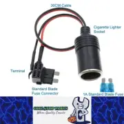Standard Blade fuse Connector Cigarette Lighter Socket Adapter Cable 1A Fuse