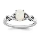 14K Solid White Gold Lab Opal Diamond Ring