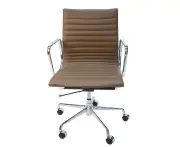 Replica Eames Mid Back Ribbed Leather Management Office Chair - Brown