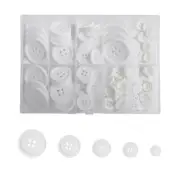 100 Pcs Buttons Buttons for Crafts, 4-Hole Buttons for Sewing, 5 Sizes, White