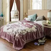 200x230cm Queen Size Super Soft Warm Fluffy Blanket Double Layer Mink Blanket Double Bed Linen Thick Winter Warm Throw (red Flower)