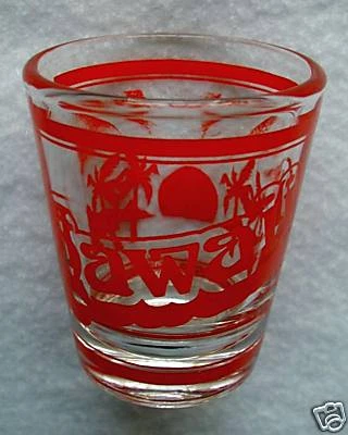 New HAWAII Shot Glass Shooter Palm Trees LIBBEY Jigger FREE SHIP USA