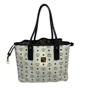 MCM White Visetos Leather Shoulder Hand Bag by MCM preowned