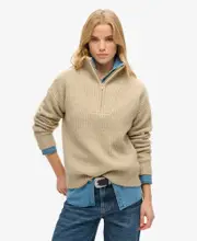 Essential Zip Neck Jumper | Fudge Brown