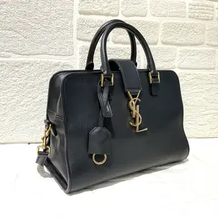 二手旗艦 YSL 黑色 牛皮 LOGO金扣 醫生包 手提包 斜背包 (公益店)26506