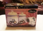 Vintage John Deere Tractor 3 Piece Kitchen Canister Set by Gibson