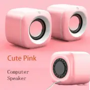 Pink Computer Speakers for Laptop PC Cute Subwoofer Column Surround Sound Music