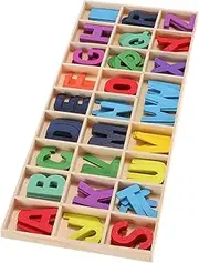 CHICAMPERA 1Set Wooden Alphabet Letter Set for Interactive Learning with Storage Tray DIY Crafting Aesthetic Decor for Early Education and Party Display Activities