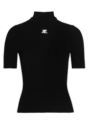 Courrèges Logo Ribbed-knit top - Black - M M