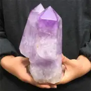 8.25LB Natural Amethyst Quartz Obelisk Crystal double Point Wand Tower healing