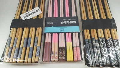 New Chopsticks 15 Pairs Multi Color Bamboo / Fiberglass 5 Free ChopstickHelpers