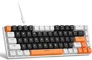 Portable 60% Mechanical Gaming Keyboard, MageGee MK-Box LED Backlit Compact 68 Keys Mini Wired Office Keyboard with Red Switch for Windows Laptop PC Mac - Black/White