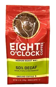 Eight O Clock 50% Decaf Medium Roast Ground Coffee 12 oz