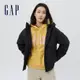 Gap 女裝 Logo防風連帽羽絨外套 大絨朵羽絨系列-黑色(426815)