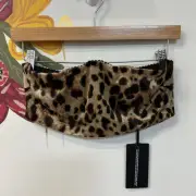 NWT Dolce Gabbana x Skims Silk Strapless Cropped Tube Top Leopard Print Sz S