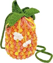 [shpuuyy] Crochet Drawstring Bags - Gradient Design Shoulder Bag with Drawstring for Women - Fashion Stylish Handwoven Coin Purse Pouch for Mobile Phone