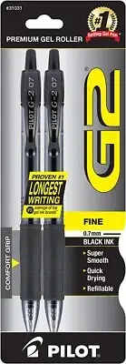 PILOT G2 Premium Refillable & Retractable Rolling Ball Gel Pens Fine Point Black