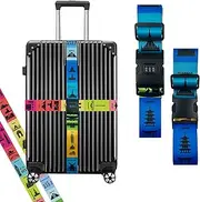Snail Garden 2 Pack Landmark Luggage Straps, Suitcase Straps with Lock,Luggage Identifier, Keep Suitcase Secure, Adjustable Length Nylon Luggage Belts for Trip/Camping