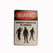 3x Tin Sign Warning Zombies Sprint Drink Bar Whisky Rustic Look