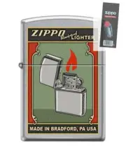 Zippo 82182 vintage advertisement flame made in usa Lighter + FLINT PACK