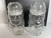 Santa Claus Lidded Jars - 20oz Pair - Brand New In Excellent Condition - Libbey