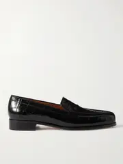 [Emme Parsons] Emme Parsons - Danielle Croc-effect Patent-leather Loafers - Black - IT37 IT 37 Black
