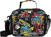AIXIWAWA Cartoon Monster Truck Lunch Bag Reusable Lunch Box Insulated Aluminum Film Thermal and Cooler Bag Multiple Portability for Work Hiking Camping Picnic school 11×4.33×9 IN