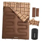 Queen Size 2 Person Double Sleeping Bags with 8.8 lbs/86.6 x 59" Coffee