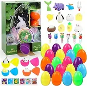 MooMoo Baby Prefilled Easter Eggs with Toys inside Colorful Bright Plastic Easter Egg, Perfect for Easter Egg Hunt, Easter Basket Stuffers Fille, 24PCS